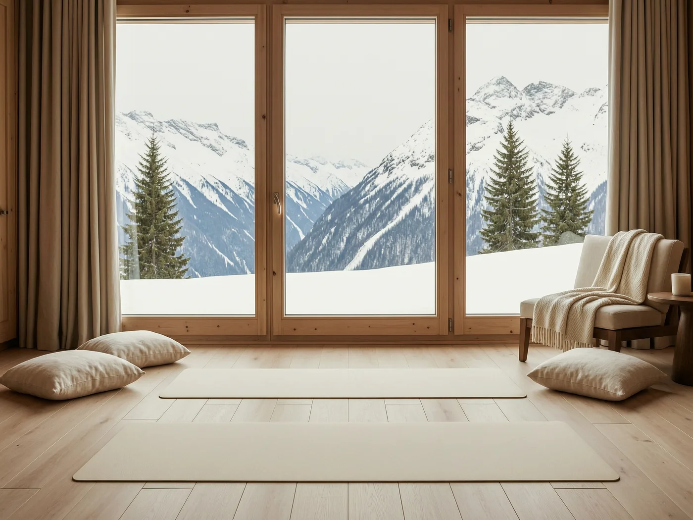 Private yoga session facing the mountains