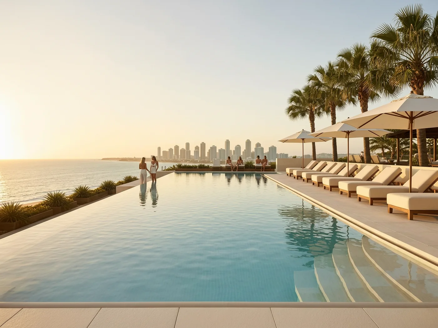 Beach club and rooftop pool in Miami