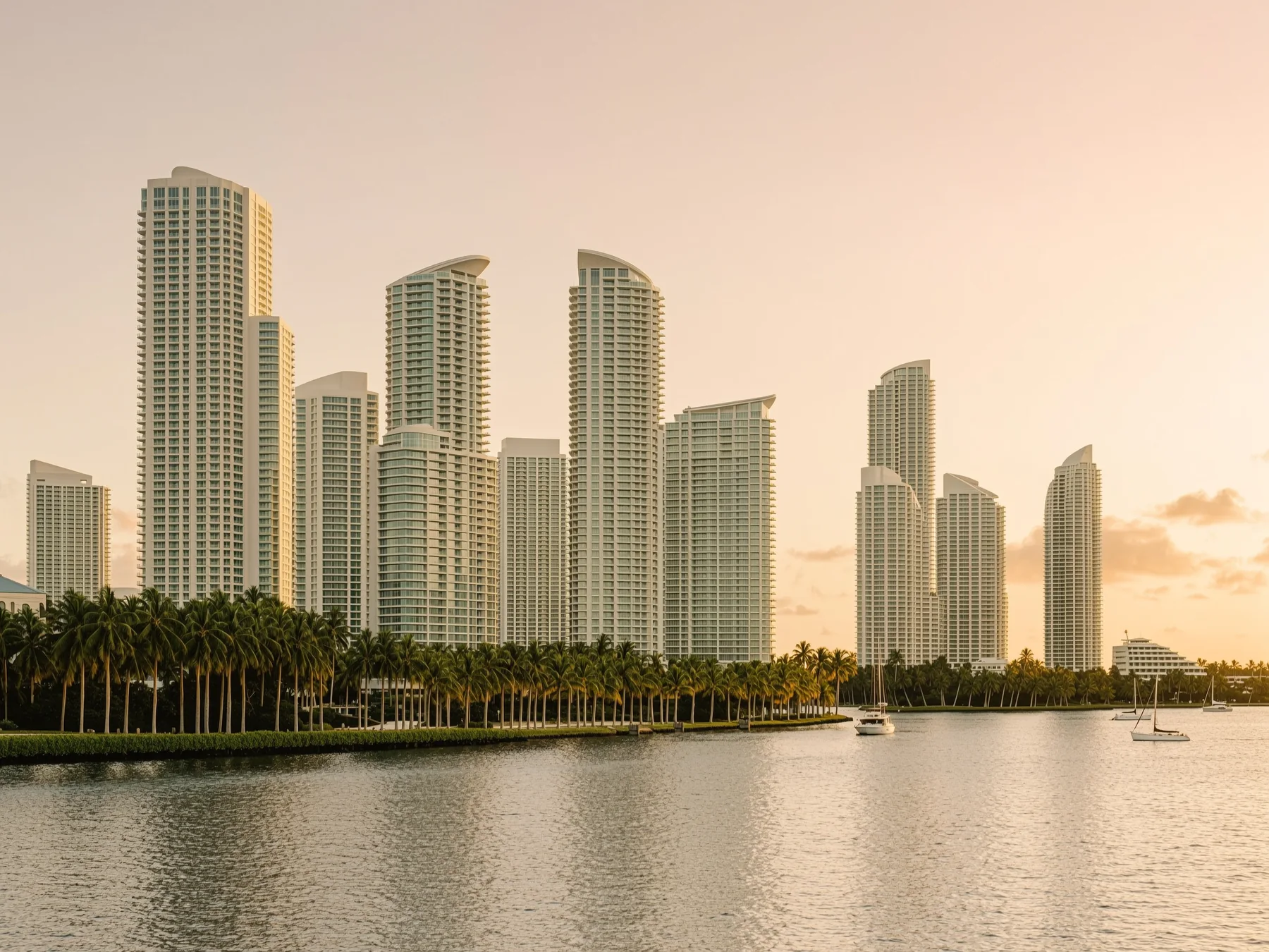 The Miami skyline at golden hour